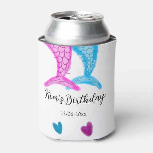 Rafraîchisseur Pour Canette bleu rose siraid aquarelle ajouter nom (Can devant)