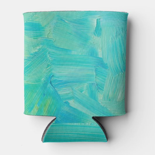 Rafraîchisseur Pour Canette Bleu Vert : Brush Stroke Texture. (Devant)