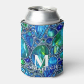 Rafraîchisseur Pour Canette Bleu vert étincelant Gemmes en verre Monogramme (Can devant)