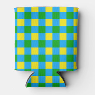 Rafraîchisseur Pour Canette Bleu Vert Jaune Chèque Plaid Design Motif