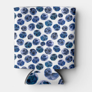 Rafraîchisseur Pour Canette Bleuets : motif illustré d'aquarelle.