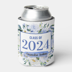 Rafraîchisseur Pour Canette Blue Floral Rose Année de graduation