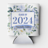 Rafraîchisseur Pour Canette Blue Floral Rose Année de graduation (Devant)
