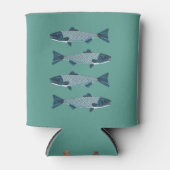 Rafraîchisseur Pour Canette Blue Folk Art Trout/Saumon (Devant)