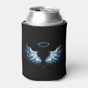 Rafraîchisseur Pour Canette Blue Glowing Angel Wings on black background