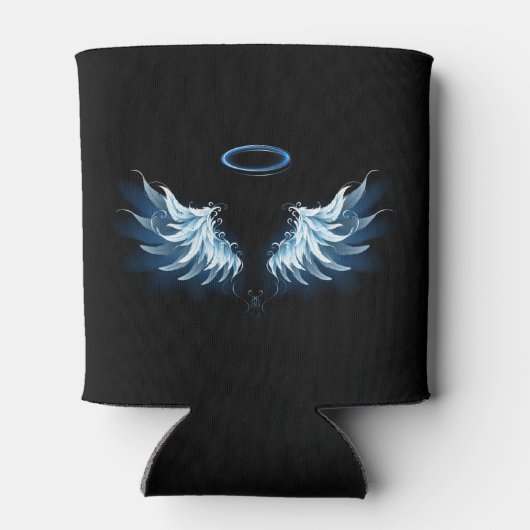 Rafraîchisseur Pour Canette Blue Glowing Angel Wings on black background (Dos)