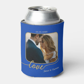 Rafraîchisseur Pour Canette Blue Gold Photo Mariage Can Cooler