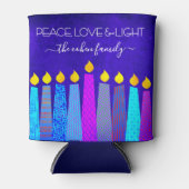 Rafraîchisseur Pour Canette Blue Hanoukka Menorah bougie Peace Love Nom clair (Devant)