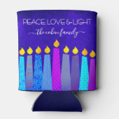Rafraîchisseur Pour Canette Blue Hanoukka Menorah bougie Peace Love Nom clair (Dos)