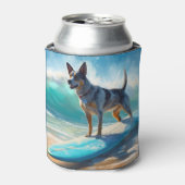 Rafraîchisseur Pour Canette Blue Heeler Beach Surfing Peinture (Can devant)