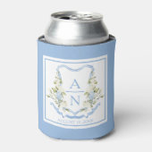 Rafraîchisseur Pour Canette Blue Hydrangea Crest Monogram Can Holder (Can devant)