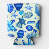 Rafraîchisseur Pour Canette Blue Sea Shells Ocean Motif (Devant)