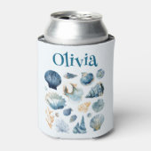 Rafraîchisseur Pour Canette Blue Seashells Can Cooler | Custom Name (Can devant)