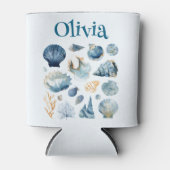 Rafraîchisseur Pour Canette Blue Seashells Can Cooler | Custom Name (Devant)