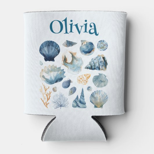 Rafraîchisseur Pour Canette Blue Seashells Can Cooler | Custom Name (Devant)
