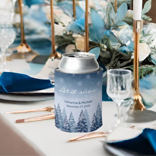 Rafraîchisseur Pour Canette Blue Winter Wonderland Pine Noël Mariage