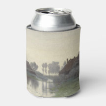 Boer Homes sur l'eau dans le brouillard matinal