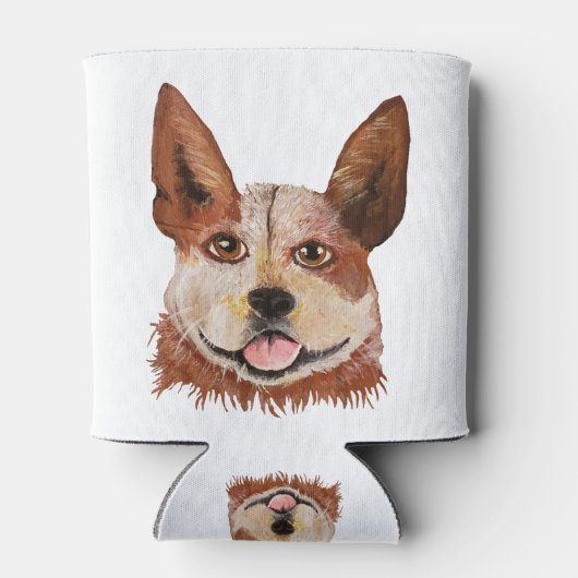 Rafraîchisseur Pour Canette Boeuf mignon Chien rouge Heeler Portrait Peinture (Dos)