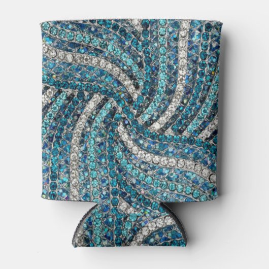 Rafraîchisseur Pour Canette bohème chic gris argenté bleu turquoise (Devant)