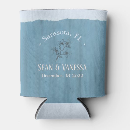 Rafraîchisseur Pour Canette Boho Beach Dusty Mariage bleu (Devant)