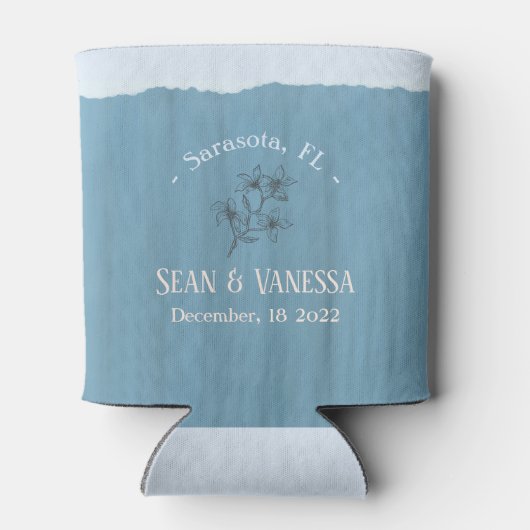 Rafraîchisseur Pour Canette Boho Beach Dusty Mariage bleu (Dos)