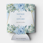 Rafraîchisseur Pour Canette Boho bleu fleuri eucalyptus et cadre or (Dos)