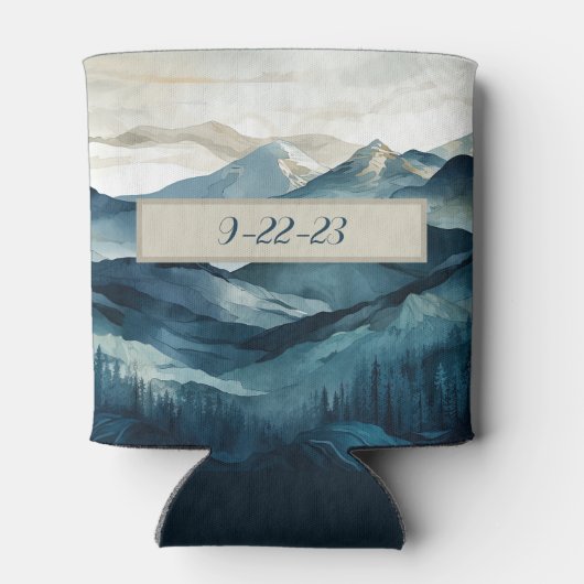 Rafraîchisseur Pour Canette Boho Blue et Tan Mountain Can Cooler (Dos)