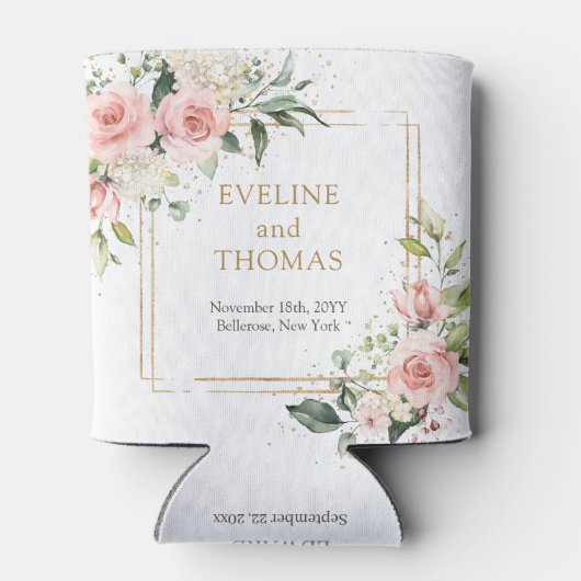 Rafraîchisseur Pour Canette Boho Blush rose fleuri eucalyptus or (Dos)