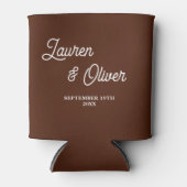Rafraîchisseur Pour Canette Boho Brown Script Minimalist Wedding (Devant)