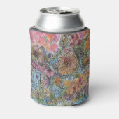 Rafraîchisseur Pour Canette Boho Chic Flower Garden aquarelle peinture (Can Dos)