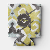 Rafraîchisseur Pour Canette Boho chic jaune ikat motif tribal monogramme (Devant)