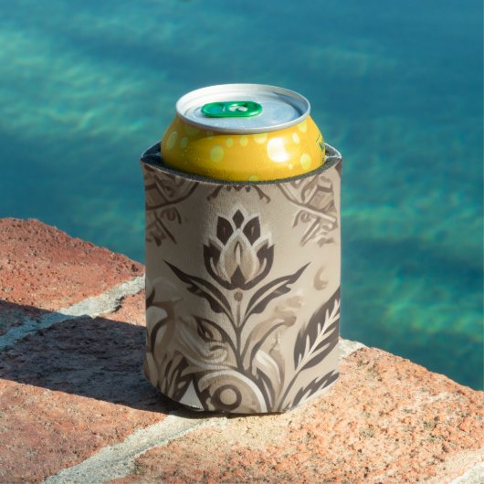 Rafraîchisseur Pour Canette Boho de fleurs ivoires Indonésie Batik Aquarelle (Piscine in situ)