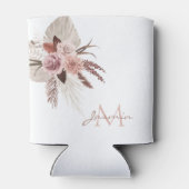 Rafraîchisseur Pour Canette Boho Pampas Rose Grass Fleurs séchées Monogramme (Dos)
