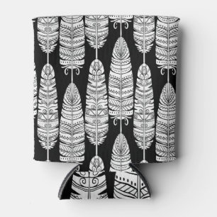 Rafraîchisseur Pour Canette Boho plumes : motif noir et blanc