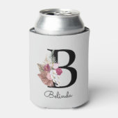 Rafraîchisseur Pour Canette Boho rose monogramme Floral initial B (Can devant)