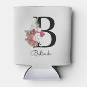 Rafraîchisseur Pour Canette Boho rose monogramme Floral initial B (Devant)