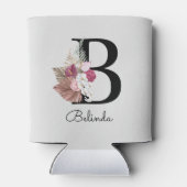 Rafraîchisseur Pour Canette Boho rose monogramme Floral initial B (Dos)