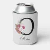 Rafraîchisseur Pour Canette Boho rose monogramme Floral O initial (Can Dos)