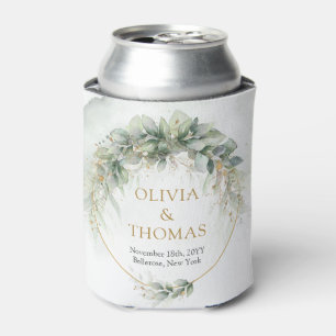 Rafraîchisseur Pour Canette Boho vert eucalyptus feuillage or ovale