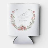 Rafraîchisseur Pour Canette Boho Winter Greenery Red Floral 70e anniversaire (Devant)