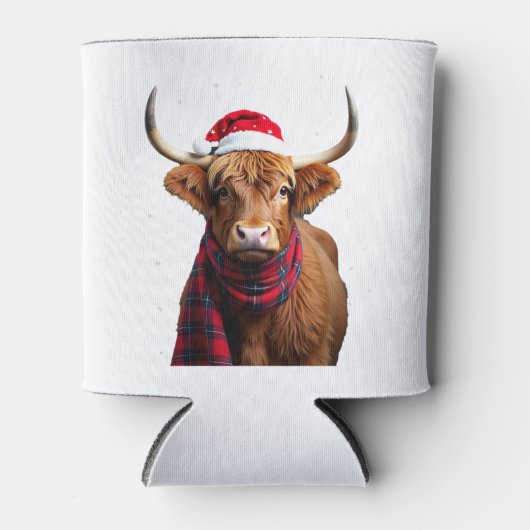 Rafraîchisseur Pour Canette Boho Xmas Christmas Highland Cow T-Shirt (1) (Devant)