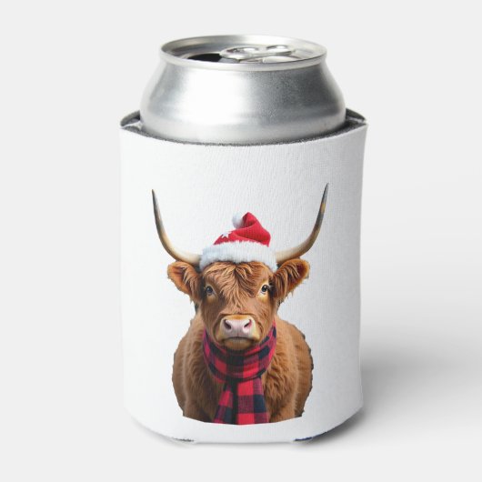 Rafraîchisseur Pour Canette Boho Xmas Christmas Highland Cow T-Shirt (3) (Can devant)