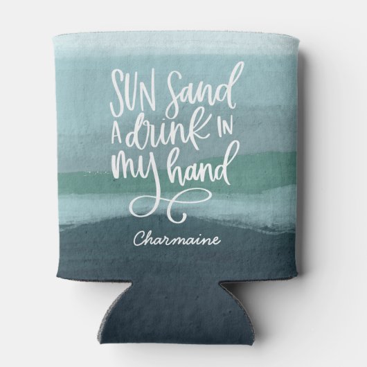 Rafraîchisseur Pour Canette Boire dans ma main | Bleu personnalisé Art Abstrai (Dos)