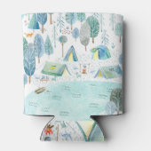 Rafraîchisseur Pour Canette Bois de camping, lac sans couture motif. (Dos)