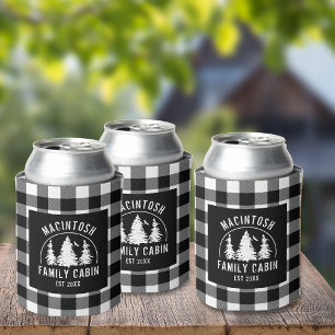 Rafraîchisseur Pour Canette Bois Plaid Rustique Noir Blanc Buffalo Personnalis