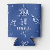 Rafraîchisseur Pour Canette boisson d'anniversaire dessinée à la main blanche (Devant)