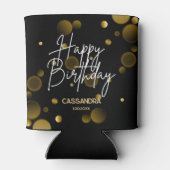 Rafraîchisseur Pour Canette Bokeh or moderne Gradient Noir Joyeux Anniversaire (Dos)
