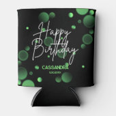 Rafraîchisseur Pour Canette Bokeh vert moderne dégradé noir Joyeux anniversair (Devant)