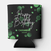 Rafraîchisseur Pour Canette Bokeh vert moderne dégradé noir Joyeux anniversair (Dos)