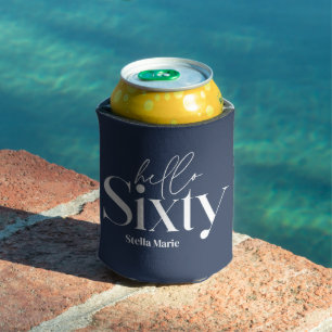 Rafraîchisseur Pour Canette Bonjour soixante marine bleu moderne typographie u